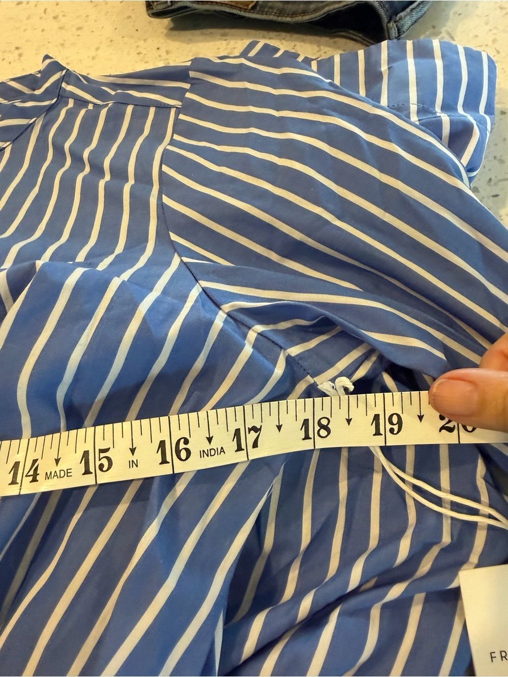 Free Assembly Blue Striped Long Sleeve Shirt Pleated  Dress Self-Tie Waist M - Picture 3 of 6